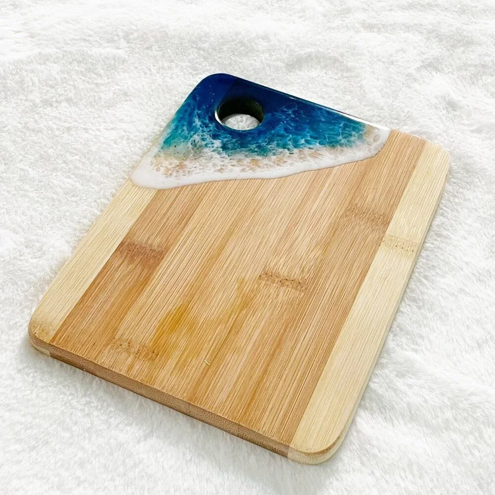 Coastal Ocean Wave Resin Art Small Bamboo Board - Picture 2 of 2